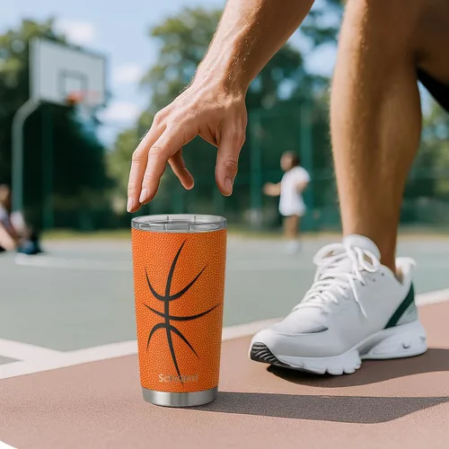 Miniatura 7 de SANDJEST Vaso de baloncesto con aislamiento de acero inoxidable de 20 onzas, taza de café de viaje, vasos deportivos, regalos para amantes