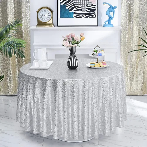 Miniatura 11 de Hahuho Mantel rectangular de lentejuelas de 50x80 pulgadas, color champán, mantel con purpurina para decoración de despedida de soltera, cumpleaños