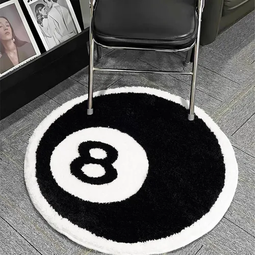 Miniatura 3 de ELDONE Alfombra negra de 8 bolas, bonita, única, divertida, redonda, de 2.7 pies, para dormitorio, baño, sala de estar, dormitorio, antideslizante
