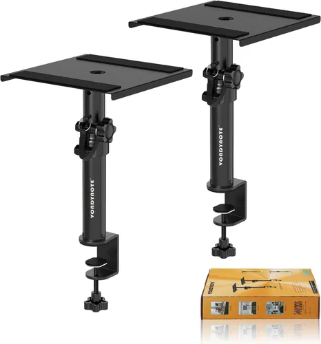 Vondynote Juego de 2 soportes de altavoz con abrazadera de escritorio para monitor de estudio, altura ajustable