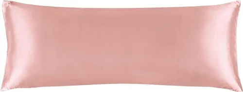Miniatura 31 de Bedelite Funda de almohada de satén para el cuerpo, súper suave y refrescante, para el cabello y la piel, transpirable, sedosa y larga, 20 x 54 Rosa
