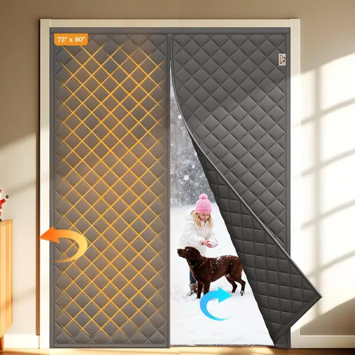 Miniatura 45 de Yotache Cortina Magnética con Aislamiento Térmico para Puertas de 60 x 80 pulgadas, Tamaño de la Cortina de 62" x 82" Material Oxford Resistente a
