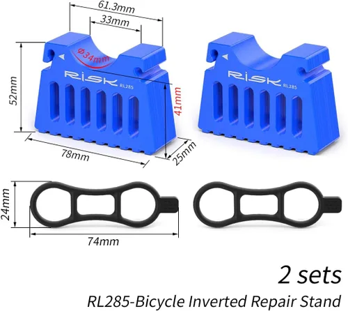 Miniatura 3 de Soporte de reparación invertido para bicicleta, soporte de manillar portátil para mantenimiento de bicicletas, base antideslizante y correas de Azul