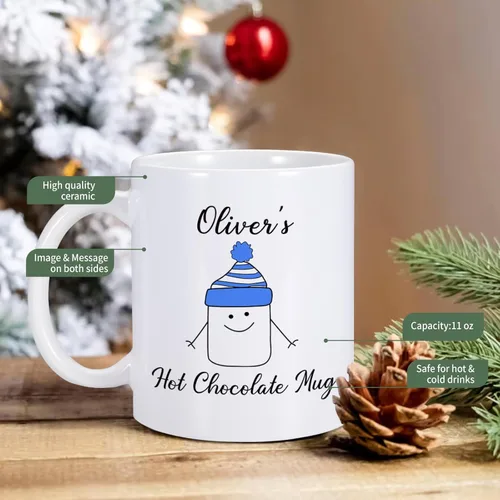 Miniatura 4 de COLBEAR Taza de café de Navidad con nombre personalizado, cerámica de 11 onzas, taza de cacao caliente personalizada, regalo para niños, apto