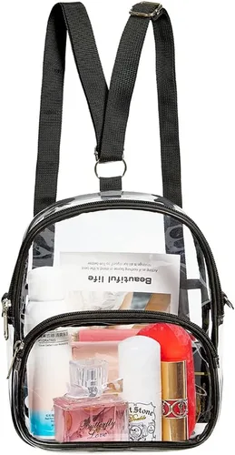 Miniatura 4 de COVAX Mini mochila transparente, aprobada para estadios, mochila transparente para mujer, para el trabajo, viajes de seguridad, conciertos y eventos