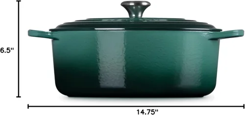 Miniatura 8 de Le Creuset - Olla holandés redonda con tapa de cocina, hecha de hierro fundido esmaltado, 6.75 cuartos de galón, color alcachofa, colección signature