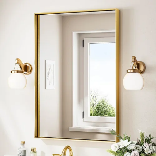 Miniatura 38 de Keonjinn - Espejo rectangular con marco negro para baño de 40 x 30 pulgadas, espejo de pared para sobre el lavabo, espejos de tocador de metal