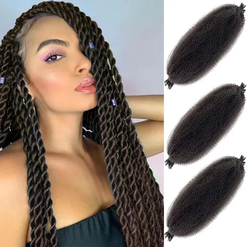 Miniatura 49 de Cabello afro trenzado elástico de 24 pulgadas 3 paquetes Cabello afro trenzado elástico Cabello afro para trenzado en crochet (24 pulgadas