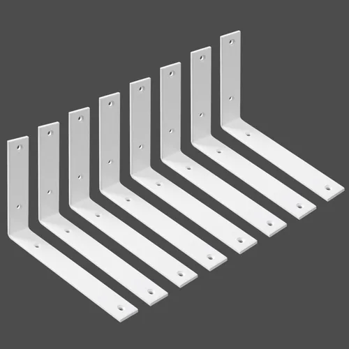 Miniatura 10 de Soportes para estantes de pared de 10 pulgadas, 8 soportes resistentes para estantes, soportes industriales rústicos de metal blanco para estantes