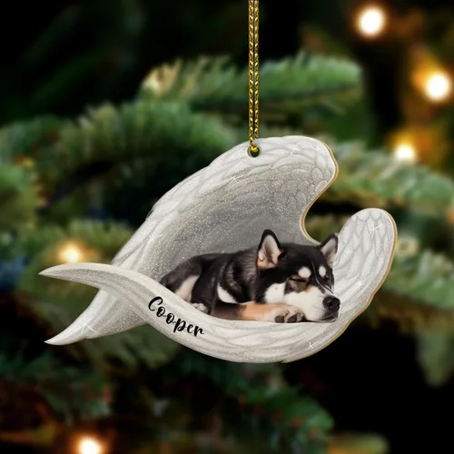 Miniatura 6 de Adorno plano 2D conmemorativo de perro pastor alemán personalizado, alas de ángel para mascotas, regalo de condolencia de pérdida, recuerdo