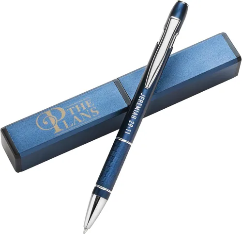 Christian Art Gifts I Know the Plans - Bolígrafo clásico azul en estuche de regalo a juego, Jeremías 29:11, versículo bíblico, recargable, Azul/Los
