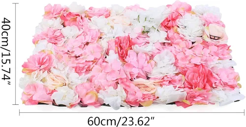 Miniatura 2 de Paquete de 12 paneles de pared de flores artificiales de 24 x 16 pulgadas, paneles de fondo de flores artificiales de hortensias y rosas