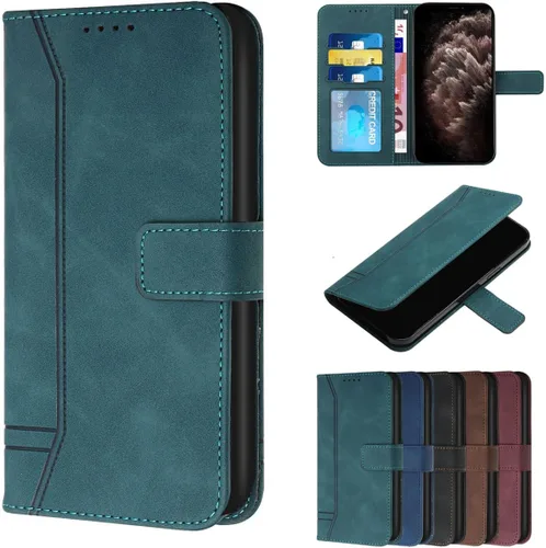 Miniatura 10 de Compatible with Motorola Moto E22/E22i, Leather Business Fashion Casual Phone Wallet Cover with Card Holder Slots Shockproof Kickstand Case-Black
