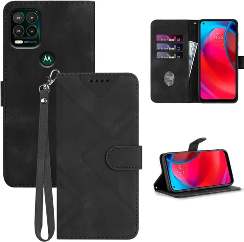 Funda para teléfono Moto G Stylus 5G 2021, tarjetero de cuero, correa de muñeca, cierre magnético, a prueba de golpes, funda con tapa con patrón