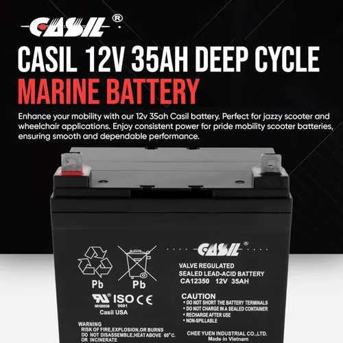 Miniatura 2 de Casil Batería SLA de 12 V 35 Ah – Paquete de 2 piezas de repuesto para scooter Pride Mobility SC710 Victory 10 de 4 ruedas – Tamaño del grupo U1