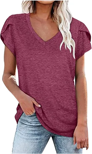 Miniatura 5 de Camisetas de verano para mujer, moda casual, cuello redondo, manga corta, de punto, color sólido, suéter