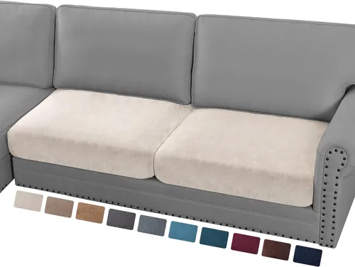 Miniatura 38 de PrinceDeco Funda marrón para muebles, 2 fundas de cojín elásticas de terciopelo para cojines individuales, aptas para mascotas, se mantiene en su