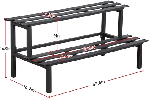 Miniatura 2 de Soporte de plantas de metal resistente de 2 niveles para interiores y exteriores, estante decorativo para exhibición de plantas para jardín, patio