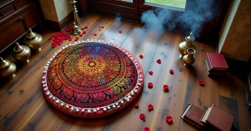 Miniatura 6 de CRAFT KALA Funda de cojín de 81,2 cm para meditación en el suelo, redonda, para asiento, estilo hippie, decorativa para adultos, bohemia