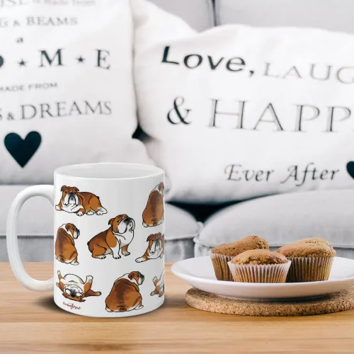 Miniatura 4 de MUGBREW English Bulldog - Taza de café de cerámica con posturas divertidas y juguetonas, 11 onzas Bulldog Inglés Posturas divertidas y juguetonas