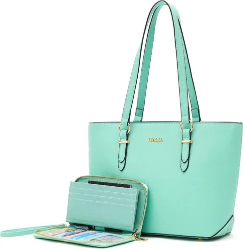 Miniatura 25 de YZAOLL Bolsos para mujer de cuero sintético, medianos y grandes, bolso de hombro, cartera, juego de bolso de mano y billetera