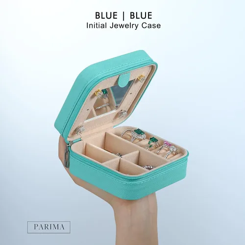 Miniatura 2 de Parima Caja de joyería para el regreso a clases, joyero para niñas adolescentes Accesorios de viaje de secundaria Joyero pequeño azul aguamarina