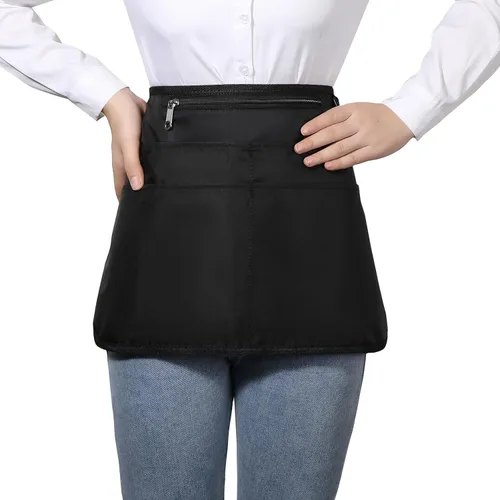 Miniatura 3 de Delantal de servidor impermeable para mujeres con 6 bolsillos, delantal de camarera fácil de poner y quitar, delantal de trabajo para cantinero