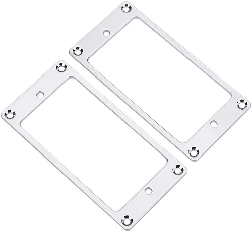 Miniatura 4 de Humbucker Cover - Juego de 2 piezas planas de metal cromado, anillo de montaje para pastilla, marco de guitarra seguro para guitarristas eléctricos