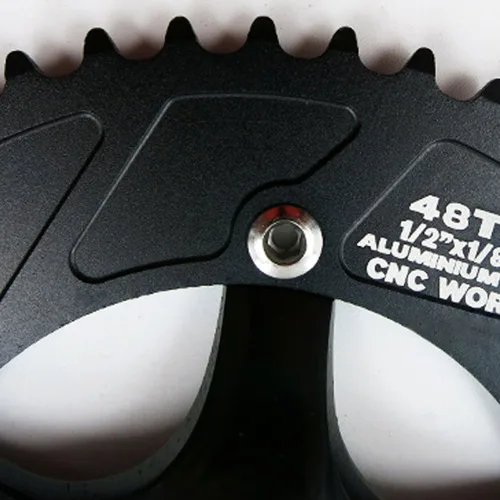 Miniatura 2 de SENQI Rueda de cadena de bicicleta Engranaje fijo 48T Aleación de aluminio CNC Ciclismo Racing Bike Accesorios con manivela (negro)
