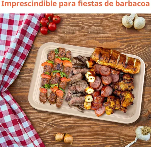 Miniatura 3 de bloomoon Paquete de 50 bandejas desechables de 14 pulgadas, platos de papel grandes de 14 pulgadas, bandejas de cangrejos de 14 pulgadas, platos