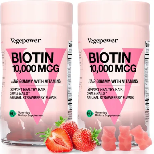 Miniatura 9 de Gomitas de biotina para el crecimiento del cabello, 10000 mcg, vitaminas de biotina veganas que apoyan el cabello, la piel y las uñas saludables