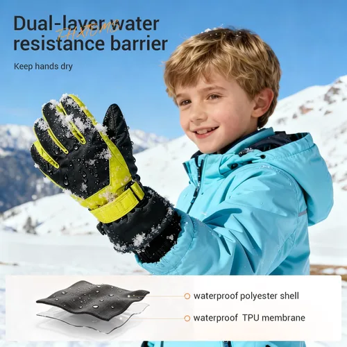 Miniatura 2 de ThxToms Guantes de invierno para niños, impermeables, guantes de nieve para niños y niñas, clima frío, deportes al aire libre, snowboard, bicicleta
