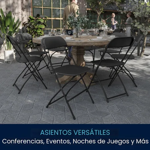 Miniatura 9 de Flash Furniture Hercules - Juego de 10 sillas plegables de plástico resistentes para interiores y exteriores, sillas apilables comerciales plegables