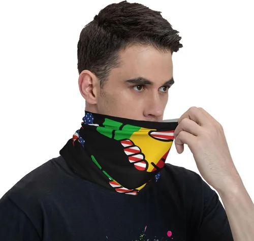 Miniatura 6 de Neck Gaiter Mali Malian American Flag USA Handshake Face Cover Scarf Uv Sun Protection Balaclava Head Mask for Men Women Fishing Mask Hiking Cycling