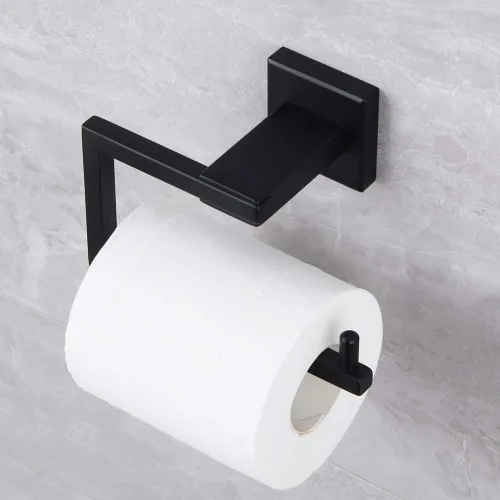 Miniatura 7 de Soporte de papel higiénico negro mate SUS 304 de acero inoxidable montado en la pared Soporte de rollo de papel higiénico para baño