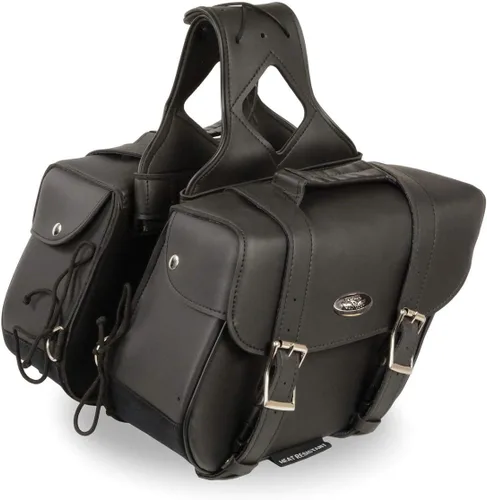 Milwaukee Leather SH58001ZB tiro inclinado de PVC negro medio con cremallera sobre alforjas - talla única (SH58001ZB-BLK-PCS)