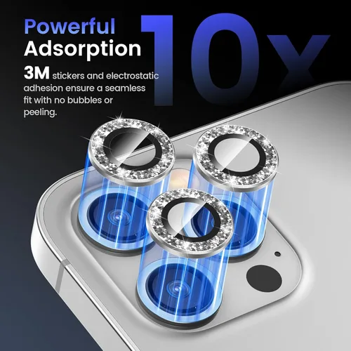 Miniatura 4 de Tensea Protector de lente de cámara compatible con iPhone 12 Pro Max, cubierta de vidrio templado de aleación de aluminio de metal, accesorios