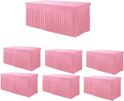 Miniatura 18 de TC27 - Mantel rectangular ajustable de elastano de 4 pies con falda plisada, sin arrugas, mantel rectangular para fiestas, bodas, banquetes