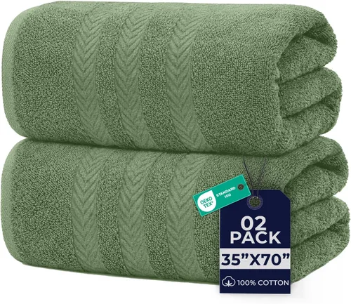 DAN RIVER Paquete de 2 toallas de baño extra grandes de 35 x 70 pulgadas, toallas de baño grandes para adultos, juego de toallas de gran tamaño