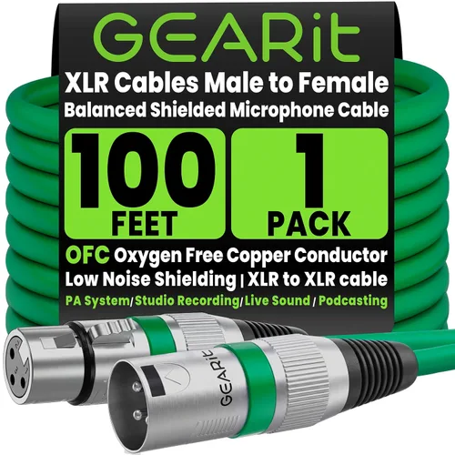 Miniatura 11 de GEARit XLR - Cable de micrófono macho a hembra (50 pies), mezclador blindado equilibrado de 3 pines, estudio de grabación, podcast, negro, 50 pies