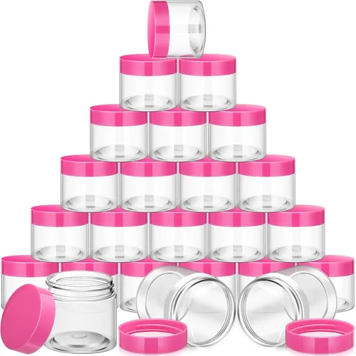 Miniatura 8 de SATINIOR Paquete de 12 frascos de plástico con tapas, frascos redondos para cosméticos de viaje, para artículos de tocador, loción, crema