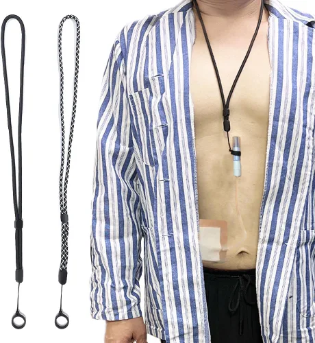 Soporte para catéter de diálisis peritoneal, cinturón de soporte de tubo PD con cordón ajustable y anillos, evita el desprendimiento durante la
