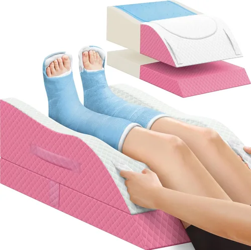 Miniatura 8 de CushZone - Almohada de pierna, almohada elevadora de pierna con almohadilla y espuma viscoelástica, almohada de apoyo de altura ajustable