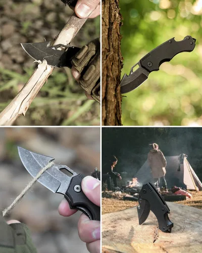 Miniatura 6 de FLISSA Mini cuchillo de bolsillo plegable, hoja de punto de caída de acero inoxidable de 2.5 pulgadas, cuchillos de bolsillo EDC para hombres