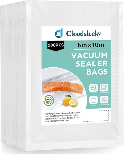 Bolsas selladoras al vacío para pintas de alimentos de 6 x 10 pulgadas, 100 unidades para sellar una bolsa de comida, bolsas para guardar alimentos,