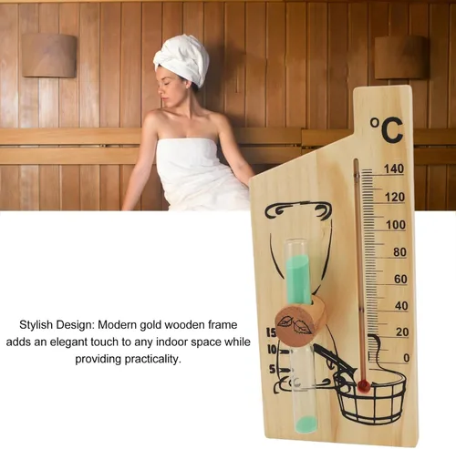Miniatura 4 de Karlak Sauna Thermometer Hourglass 15 Minute Sand Timer 0 to 140 Celsius Degree Temperature Wall Mount Sauna Accessory