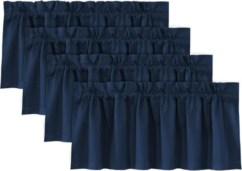 Miniatura 16 de H.VERSAILTEX Cenefas de cortina 100% opacas para ventanas, 2 paneles con aislamiento térmico, bolsillo para barra, pequeña cenefa corta para cocina