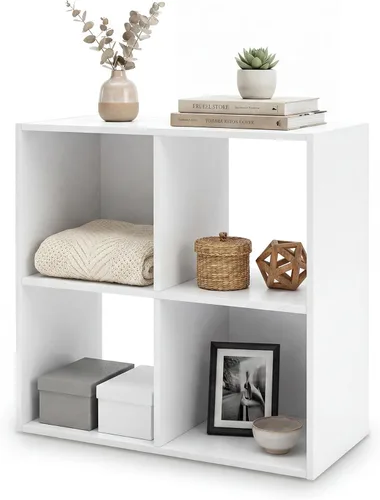 Miniatura 33 de Diseño exclusivo de Ashley Paxberry. Organizador de almacenamiento o librero moderno de 6 cubos, color blanqueado Encalar