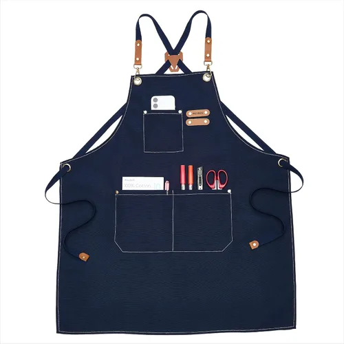 Miniatura 9 de MEEDEN Delantal de pintura para hombres y mujeres: Delantal de arte de lona de poliéster impermeable ajustable con 3 bolsillos, delantal de artista