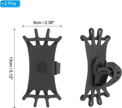 Miniatura 2 de PATIKIL 2 soportes de teléfono para bicicleta, rotación de 360°, de silicona, para teléfonos de 3 a 6.5 pulgadas, soporte de teléfono ajustable